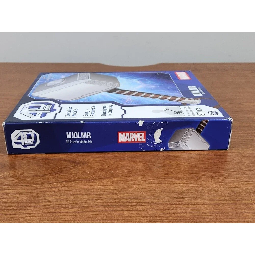 Spinmaster 4D Build Marvel Mjolnir Thor Hammer 3D Puzzle Model Kit w/Stand 87Pcs